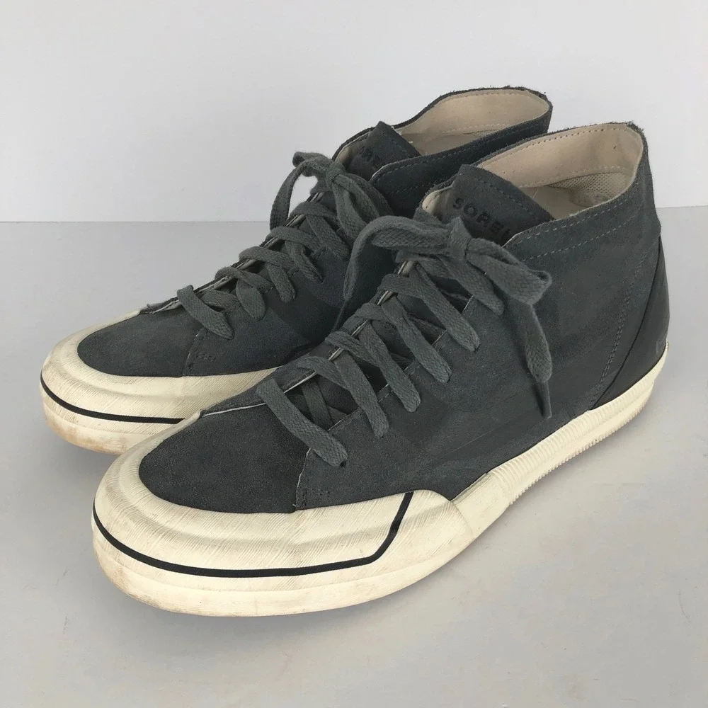 SOREL Caribou Mid Waterproof Suede Sneakers Men's Sz 9 42 Gray‎ NM4502-028 Shoes
